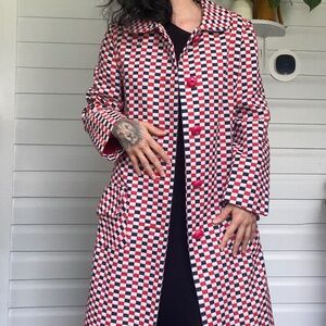 Mr.Z 60s Retro Checkered Trench Coat